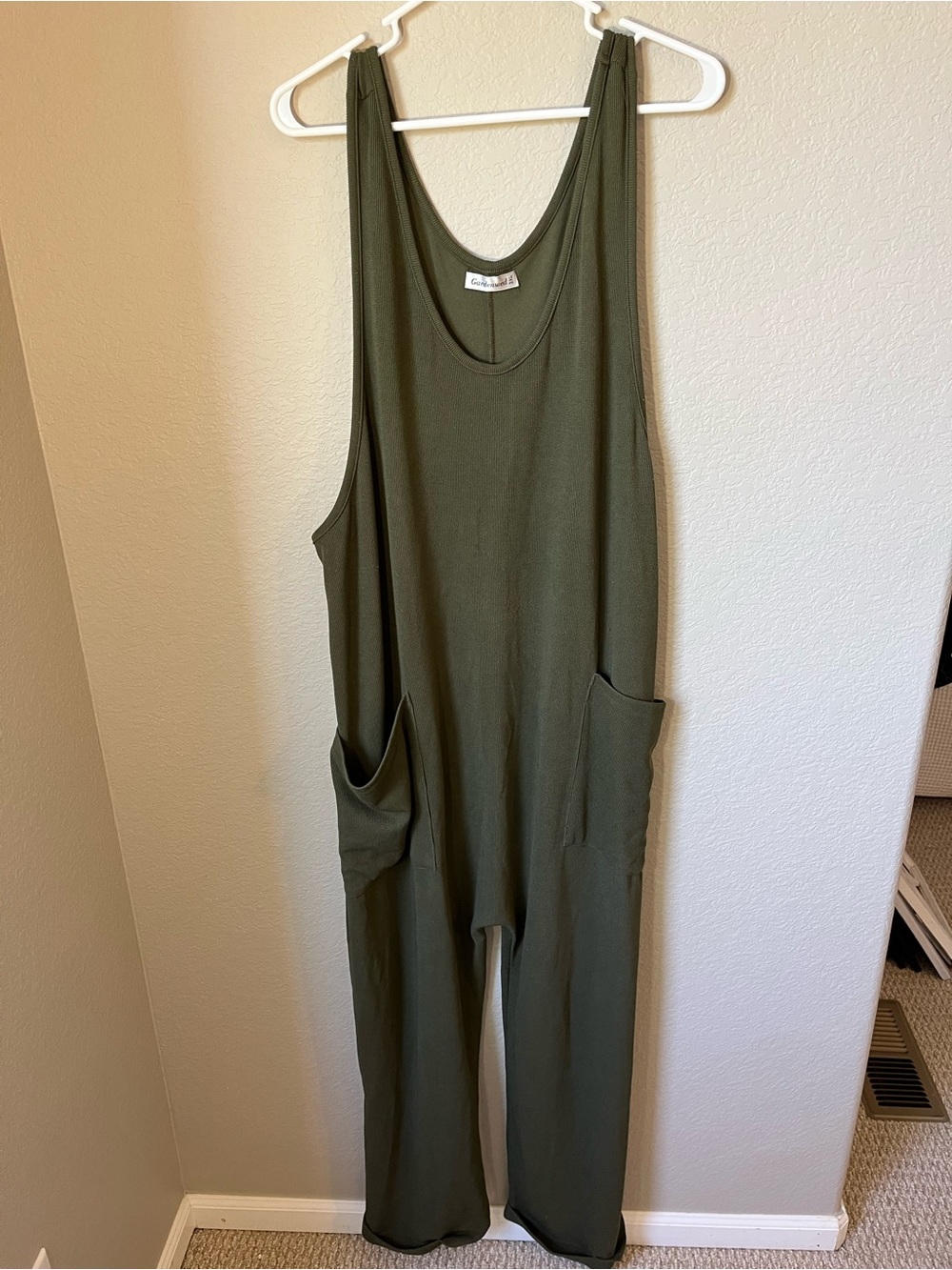 Gardenwed Olive Green Oversized Harem Jumpsuit 3XL Wide Leg Pockets Boho